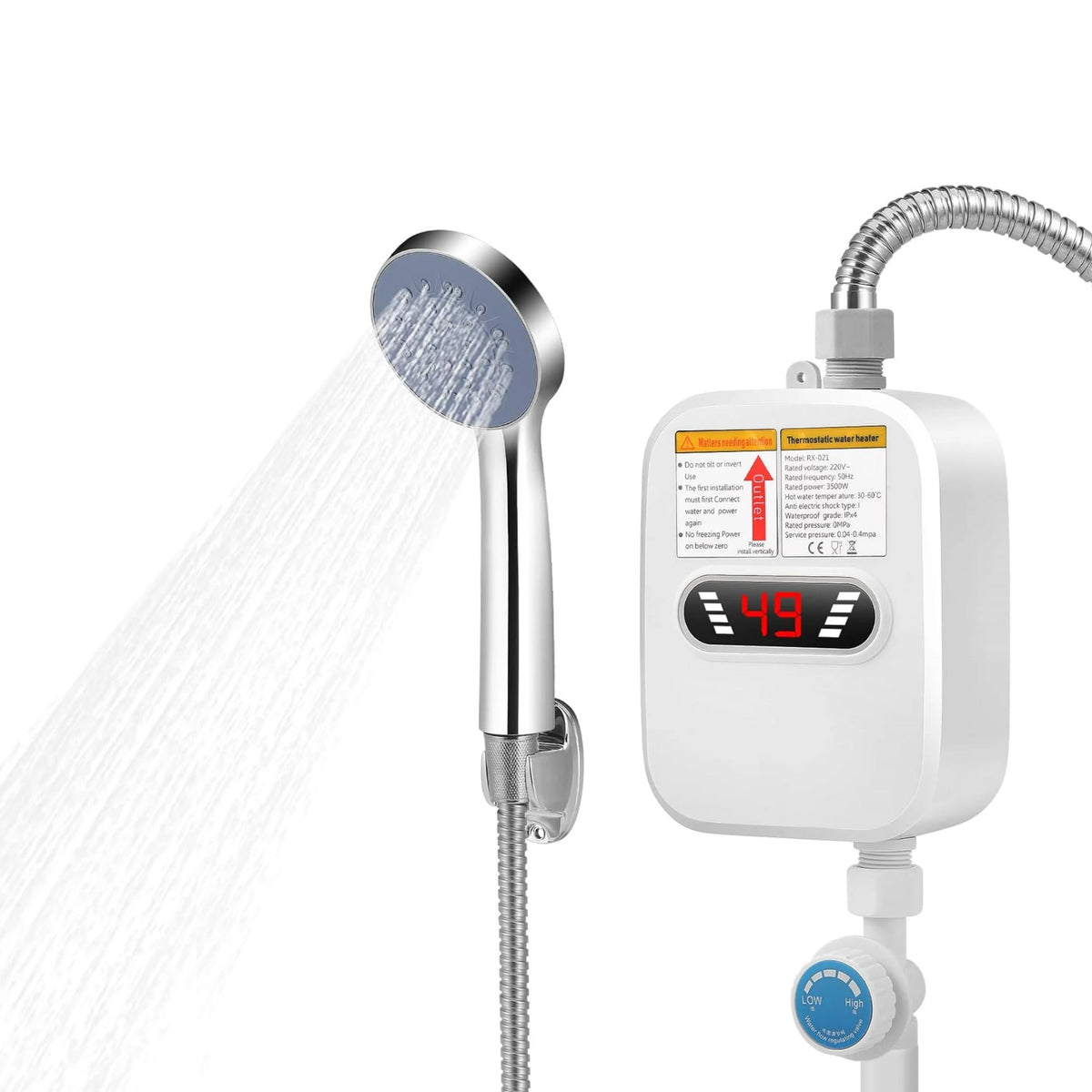Calentador de agua eléctrico instantáneo AquaFlow con regadera